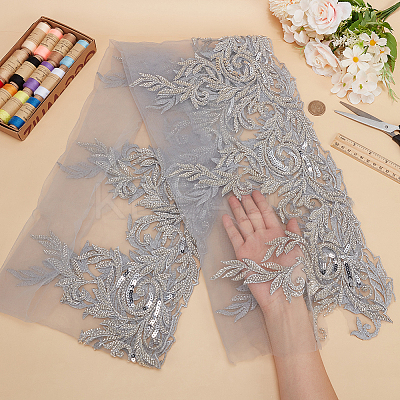 2 Yards Polyester Embroidery Flower Lace Trim DIY-WH0661-27A-1