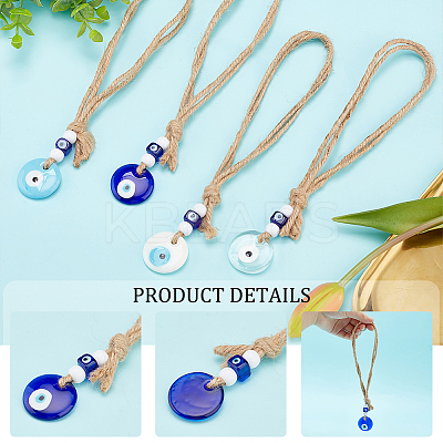 AHADEMAKER 1 Set Handmade Lampwork Evil Eye Pendants Decorations HJEW-GA0001-22-1