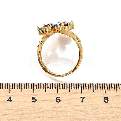 Brass Micro Pave Cubic Zirconia Cuff Rings RJEW-D308-03G-A-1