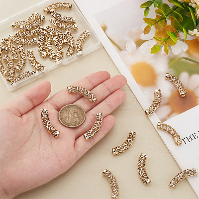 30Pcs Alloy Curved Tube Beads FIND-PH0022-67B-1