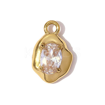 304 Stainless Steel Micro Pave Cubic Zirconia Pendants STAS-OY008-72G-1