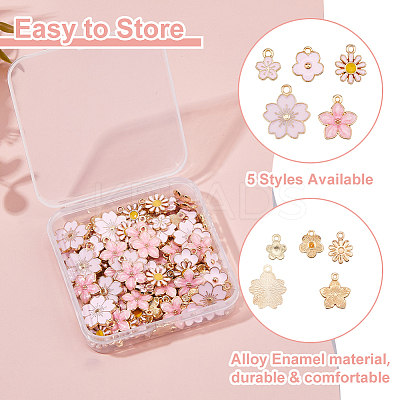 100Pcs 5 Styles Alloy Enamel Charms ENAM-HS0001-03-1