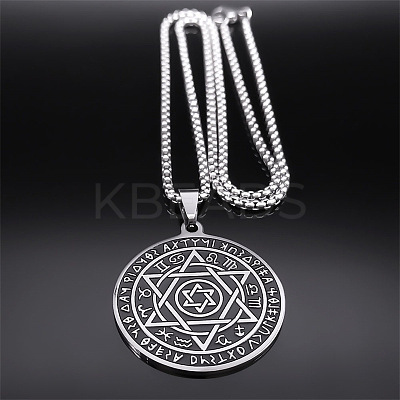 201 Stainless Steel Star of David 12 Constellation Pendant Necklaces NJEW-K283-32P-1