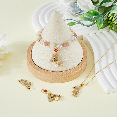 4Pcs 2 Style Brass Micro Pave Cubic Zirconia Charms KK-HY0003-14-1