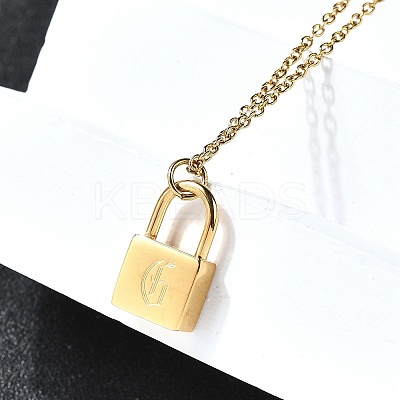 304 Stainless Steel Rolo Chain Pendant Necklaces NJEW-S444-01G-07-1