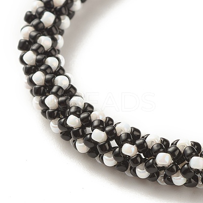 Glass Seed Crochet Beaded Bracelet BJEW-JB08083-1