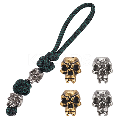 4Pcs 2 Colors Outdoor EDC Tool Brass Parachute Rope European Beads KK-NB0003-63-1