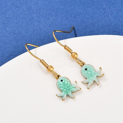 Ocean Series 304 Stainless Steel Enamel Dangle Earrings LS-EJEW-K017-01D-G-1