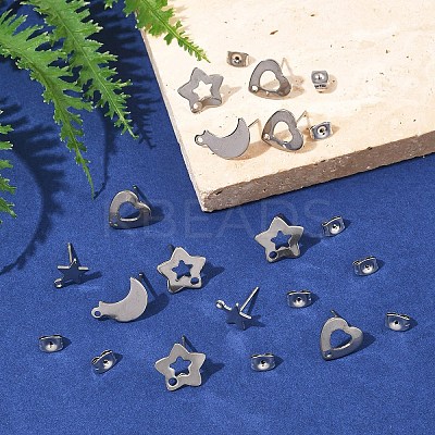 16Pcs 4 Styles 304 Stainless Steel Stud Earring Findings STAS-FS0001-85P-1