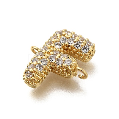 Brass Micro Pave Cubic Zirconia Letter Links KK-I717-04F-1