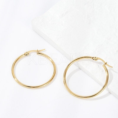 PVD Vacuum Plating 201 Stainless Steel Hoop Earrings with 304 Stainless Steel Pins for Women EJEW-D279-12G-04-1