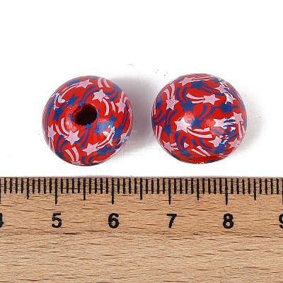 Independence Day Theme Wood European Beads WOOD-Z005-01A-02-1