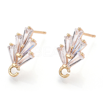 Brass Cubic Zirconia Ear Stud Findings KK-S336-25G-1