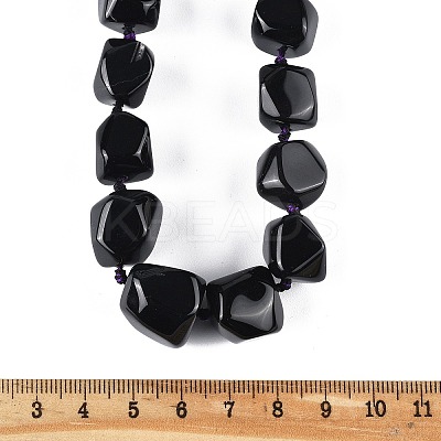 Natural Dyed & Heated Black Agate Nuggets Beaded Necklaces for Women Men NJEW-K388-01P-1