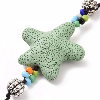 Star Natural Lava Rock Beads Keychain KEYC-O011-06M-1