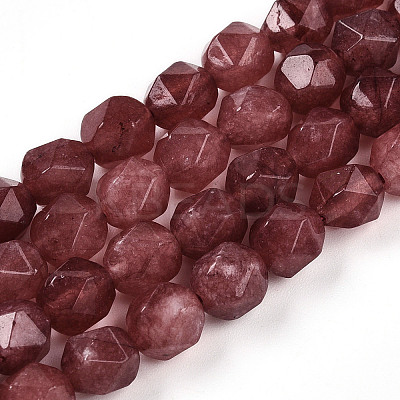 Dyed Natural White Jade Beads Strands G-T139-8mm-46O-1