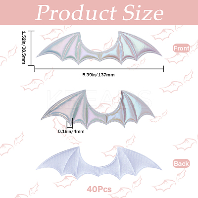 Demon Wing Rainbow Iridescent PU Leather Ornament Accessories DIY-WH0308-457A-1