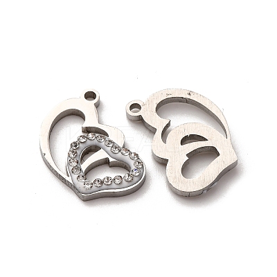 304 Stainless Steel Clay Rhinestone Pendants STAS-P406-17C-P-1