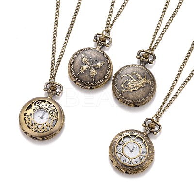 Retro Alloy Openable Quartz Pocket Watch Pendant Necklace WACH-M126-M01-1