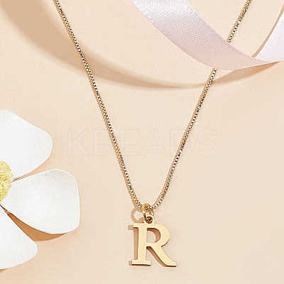 1pc 304 Stainless Steel Letter Pendant Necklaces NJEW-LP0001-38R-G-1