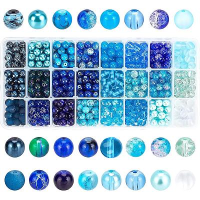 24 Color Imitation Pearl & Crackle & Transparent & Opaque Glass Beads GLAA-PH0002-89B-1