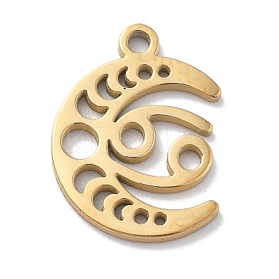 Real 18K Gold Plated 304 Stainless Steel Pendants STAS-R003-02G-010-1