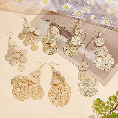 4 Pairs 4 Style Alloy Cluster Dangle Earrings EJEW-AN0004-25-1