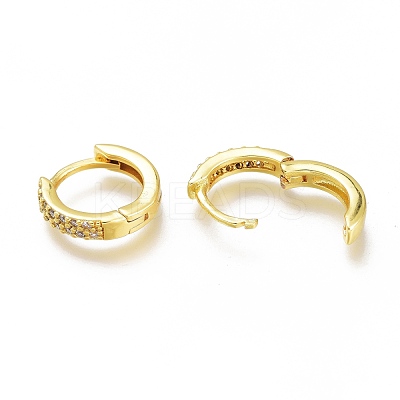 Brass Micro Pave Clear Cubic Zirconia Huggie Hoop Earrings ZIRC-H102-07G-1