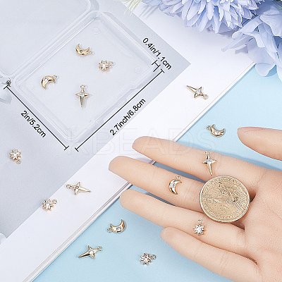 18Pcs 3 Style Brass Micro Pave Cubic Zirconia Charms KK-BBC0011-54-1