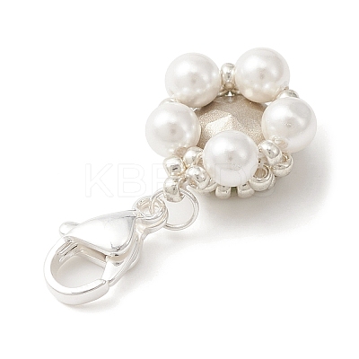 K9 Glass Rhinestone & Shell Pearl Bead Pendant Decoration HJEW-MZ00027-1