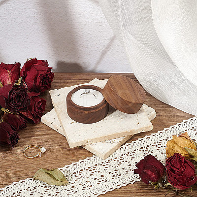 Round Wooden Single Ring Storage Boxes with Velvet Inside AJEW-WH0513-26B-1