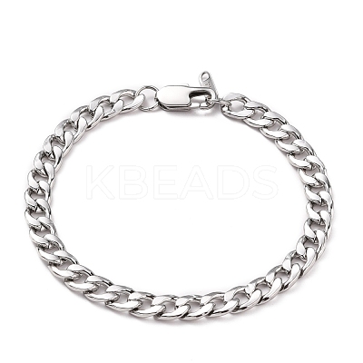 Tarnish Resistant Men's Fashionable 304 Stainless Steel Cuban Link Chain Bracelets BJEW-JB05657-02-1