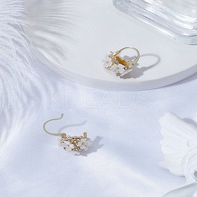 1 Pair Flower Zinc Alloy Hoop Earrings EJEW-LP0003-69-1