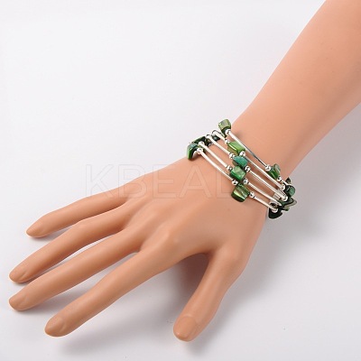 Shell Beads Wrap Bracelets BJEW-JB01608-03-1