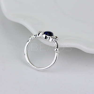 Alloy with Natural Lapis Lazuli Finger Rings FS-WGF3EDB-06-1