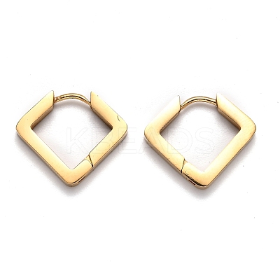 304 Stainless Steel Rhombus Huggie Hoop Earrings STAS-H156-08G-1