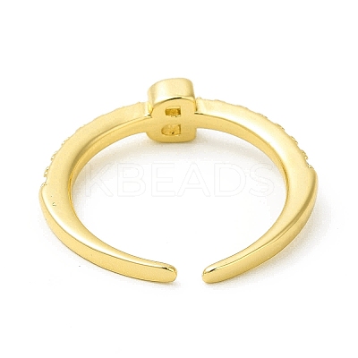 Clear Cubic Zirconia Initial Letter Open Cuff Ring RJEW-H120-09G-B-1