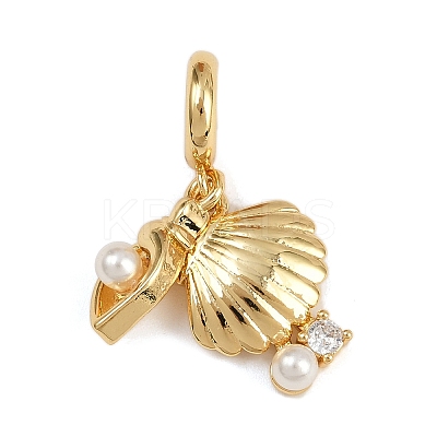 Brass Pave Clear Cubic Zirconia European Dangle Charms KK-N271-32G-1