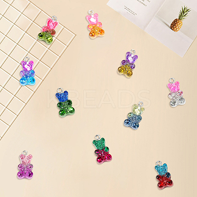 40Pcs 10 Colors Transparent Resin Pendants RESI-CP0001-11-1
