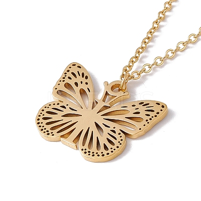 Initial Letter with Butterfly Pendant Necklace NJEW-C026-01G-I-1