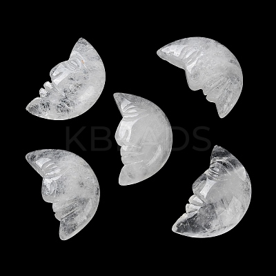 Natural Quartz Crystal Carved Healing Moon with Human Face Figurines G-B062-06F-1