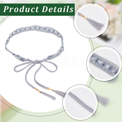 1Pc Cotton and Linen Flower Lace Tassel Waist Belly Belts AJEW-GF0012-32A-1