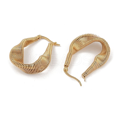 Ion Plating(IP) 201 Stainless Steel Textured Twist Hoop Earrings EJEW-I309-24G-1