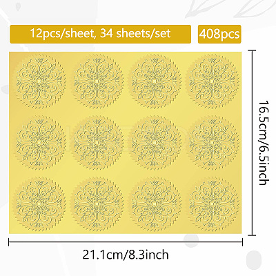 34 Sheets Mandala Self Adhesive Gold Foil Embossed Stickers DIY-WH0509-015-1