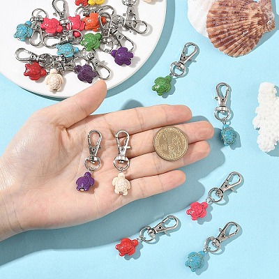 20Pcs Tortoise Synthetic Turquoise Pendant Decorations HJEW-YW00121-01-1