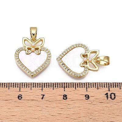 Brass Micro Pave Clear Cubic Zirconia Pendants KK-N254-202G-1