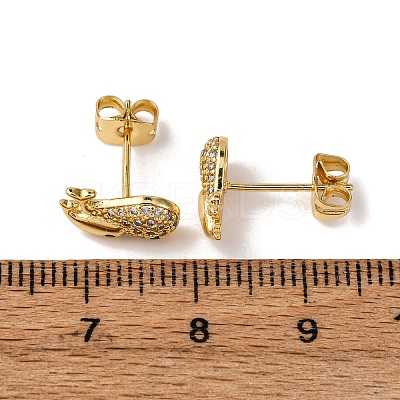 Brass Micro Pave Clear Cubic Zirconia Stud Earrings EJEW-D328-04G-03-1
