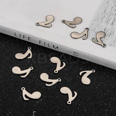 Tarnish Resistant 10PCS Original Color Music Note Charms 201 Stainless Steel Pendants X-STAS-Q115-1