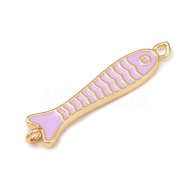 Brass Enamel Fish Connector Charms KK-L255-15G-1