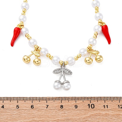 Brass Micro Pave Clear Cubic Zirconia Beaded Necklaces NJEW-Z059-06GP-1